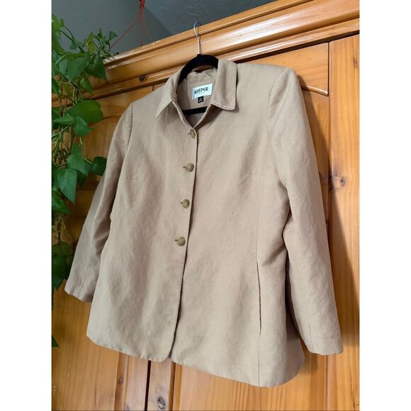 Kasper Petite Linen Blend Blazer Jacket Size 14P – Beige Tan, Classic - Picture 4 of 12